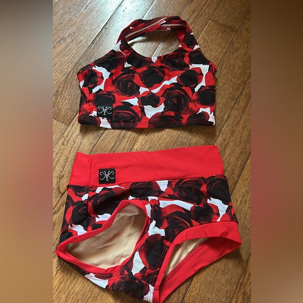 Red and Black Floral Two-Piece Kandi kouture Set